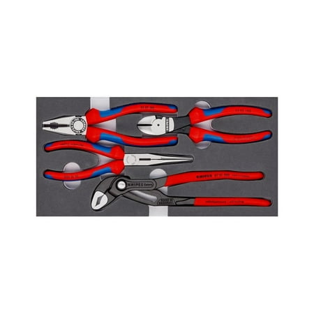 UPC: 0843221023331 | KNIPEX – 00 20 01 V15 Tools – 4 Piece Basic Pliers Set in Foam Tray (002001V15)
