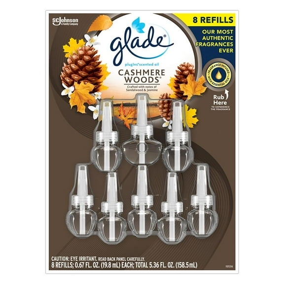 Glade Plug In 8 Count Scented Oil Refills - Cashmere Woods