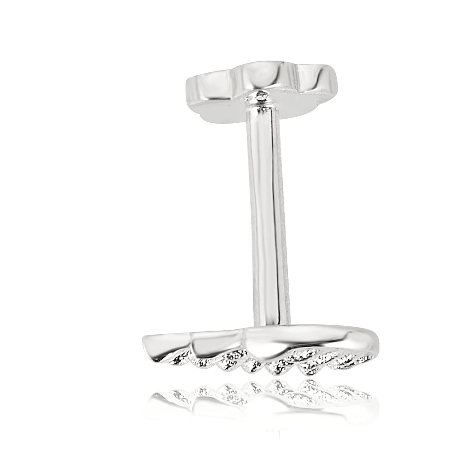 AVORA 14K White Gold Angel Wing Cartilage Piercing Flat Back Earring Body Jewelry (18 Gauge)