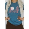 thumbnail image 3 of Pink Moon Night Desert Scene Cacti Graphic Tee T-Shirt, 3 of 8