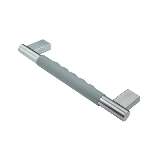Transolid MSG12BS Maddox 12-inch Grab Bar with Grey Rubber Handle, Brushed Stainless