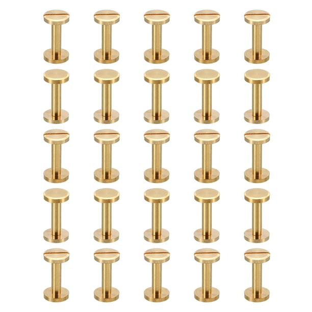 25 juegos de tornillos Chicago, tornillo de posteo de latón Chicago M4x16mm con ranura para remaches de cinturón de cuero