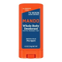 Mando Whole Body Deodorant for Men - Trial Size Smooth Solid Stick - Aluminum Free - Pro Sport - .5oz