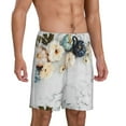 thumbnail image 2 of Kdxio Pumpkin And White Marble Print Mens Sleep Shorts Bottoms Soft Comfy Pajama Wear Pants with Drawstring Pockets, 2 of 7