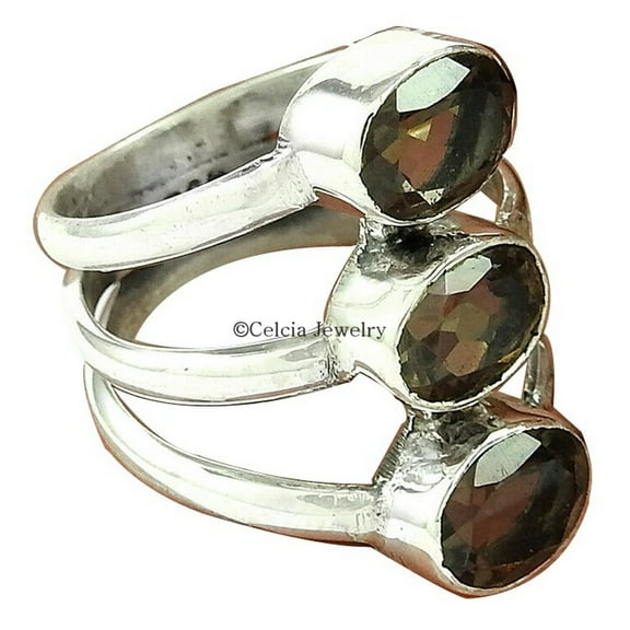 Genuine Smoky Quartz Brown Gemstone Oval Ring, Statement Multi Stone Stackable Ring For Women, Bridesmaid Gifts, Bohemian Ring , Dainty Ring (smoky-quartz, Size 7)