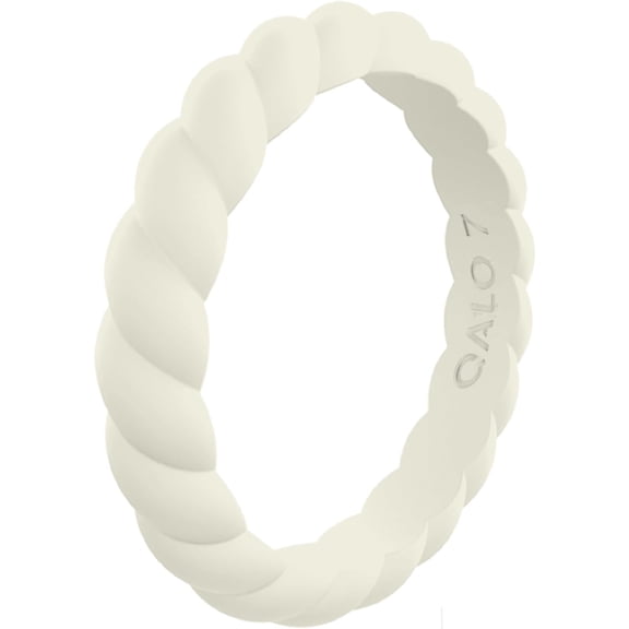 QALO Women's Sand Twist Stackable Ring – Durable Wedding Bands with Flexible Comfortable Fit – Skin-Friendly and Lightweight Design – Size 05