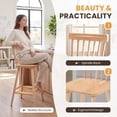 thumbnail image 6 of Dayalane Windsor Bar Stools Set of 2, 26" Farmhouse Wooden Counter Height Barstools with Spindle Back & Footrest, Armless Kitchen Island Stools for Bistro, Pub, Breakfast Bar,Natural, 6 of 7
