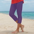 thumbnail image 2 of vigerkar 3/4 Leggings for Women Yoga Tights Tummy Control Work Out Exercise Yoga Pants Summer Bottoms (Dark Purple, S), 2 of 9