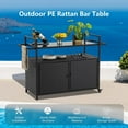 thumbnail image 6 of SEGMART Outdoor Rolling Wicker Bar Cart, Large Portable Outdoor Wicker Bar Table with Cabinet Storage and Glass Countertop, Patio Wicker Serving Bar Cart for Pool, Party, Backyard, Black, 6 of 10