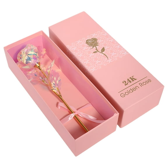 Simulation Eternity 24K Gold Foil Rose Flower Rainbow Valentine'S Day Romantic Flower Wedding Gift Beautiful LED Luminous