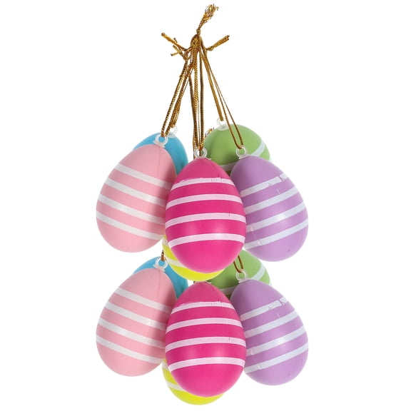 FOMIYES 12Pcs Assorted Color Easter Hanging Eggs Plastic Ornaments for DIY Decor