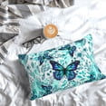 thumbnail image 5 of Honeii Blue Floral with Butterflies Print Pillow Cases,Plush Throw Pillow Covers,Decorative Pillowcase for Sofa, Couch, Living Room-16"x24", 5 of 6