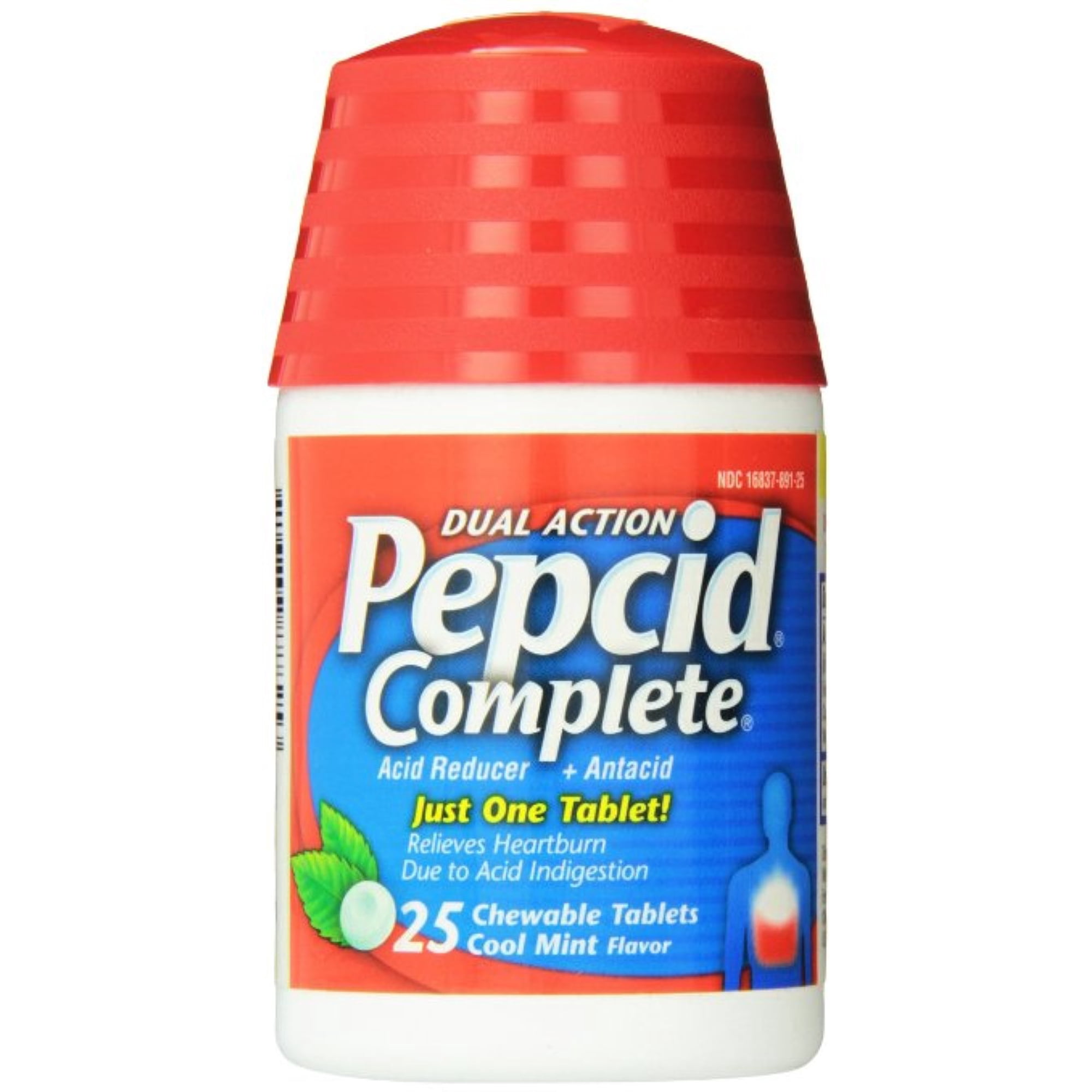Pepcid Complete Dual Action Acid Reducer, Chewable Tablets, Cool Mint 25 ea (Pack of 3)