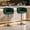 Green + Metal & Wood + Foam, variant on AUU Set of 2 360° Swivel Bar Stools with Fabric Cover & Woven Back – Adjustable Counter Height Chairs with Footrest, Silver Chromed Base for Kitchen Island, Cafe, or Pub, Modern Design