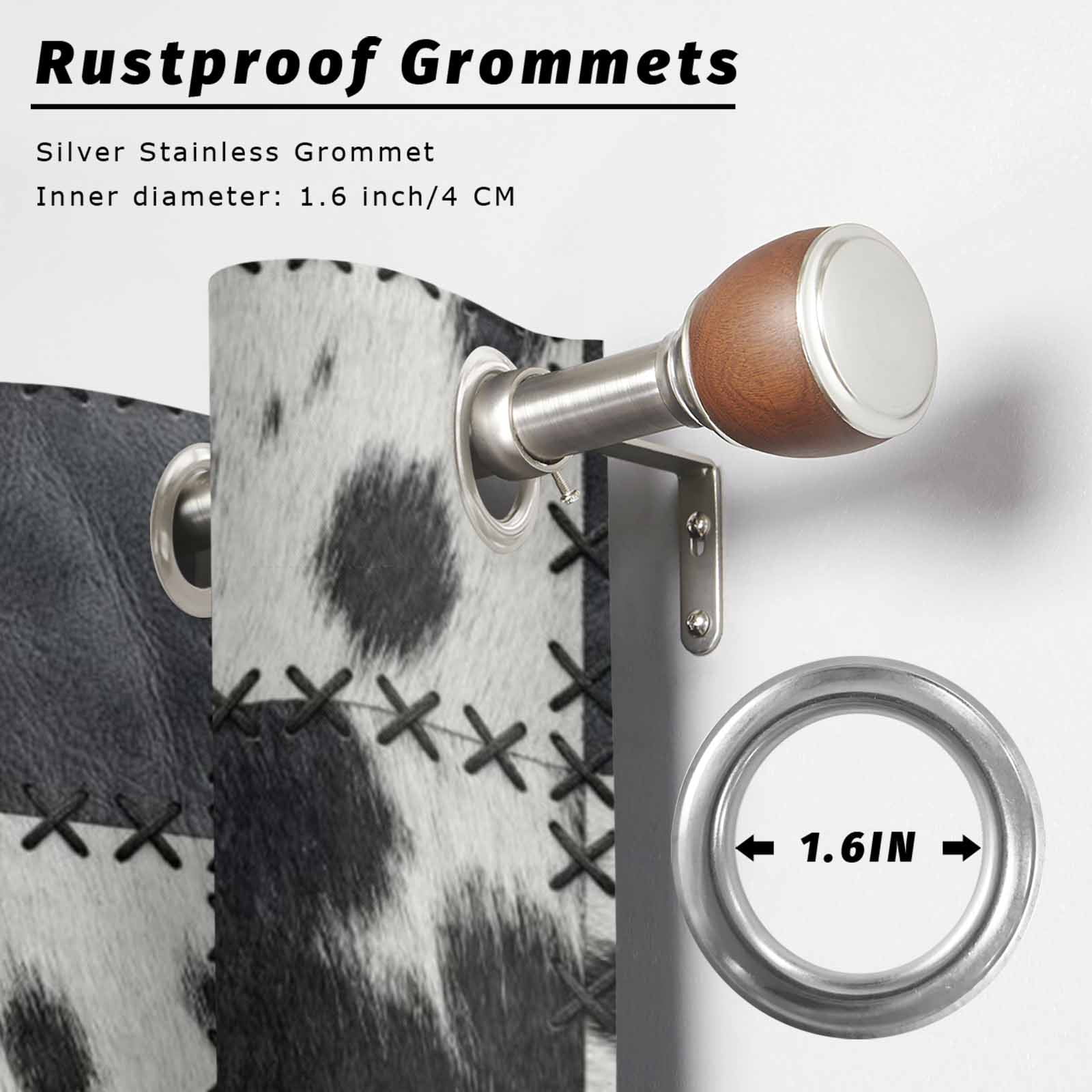 Abstract Cowhide Patchwork Outdoor Curtains for Patio, Country Farm Black White Plaid Sunshade Privacy Drapes Grommet Waterproof Outside Curtains for Porch/Cabana/Balcony 54"x 108", 1 Panel