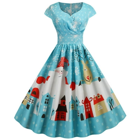 

Ozmmyan Dresses for Women 2022 Sleeveless Christmas Corset Dress for Christmas Party Round Neck Christmas Pattern Decoration Christmas Essential Dress Gift on Clearance