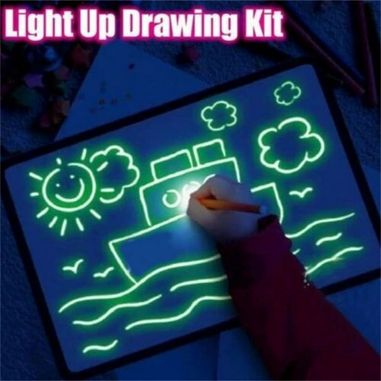 Lnkoo Light Drawing Board for Kids, A4 Light Drawing Pad Draw with Light, Magic Pad Light Up Drawing Pad for Kids with Magic Pens, Writing Board
