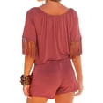 thumbnail image 2 of Women's Strapless Off Shoulder Printed Beachwear Short Rompers Jumpsuits, 2 of 4