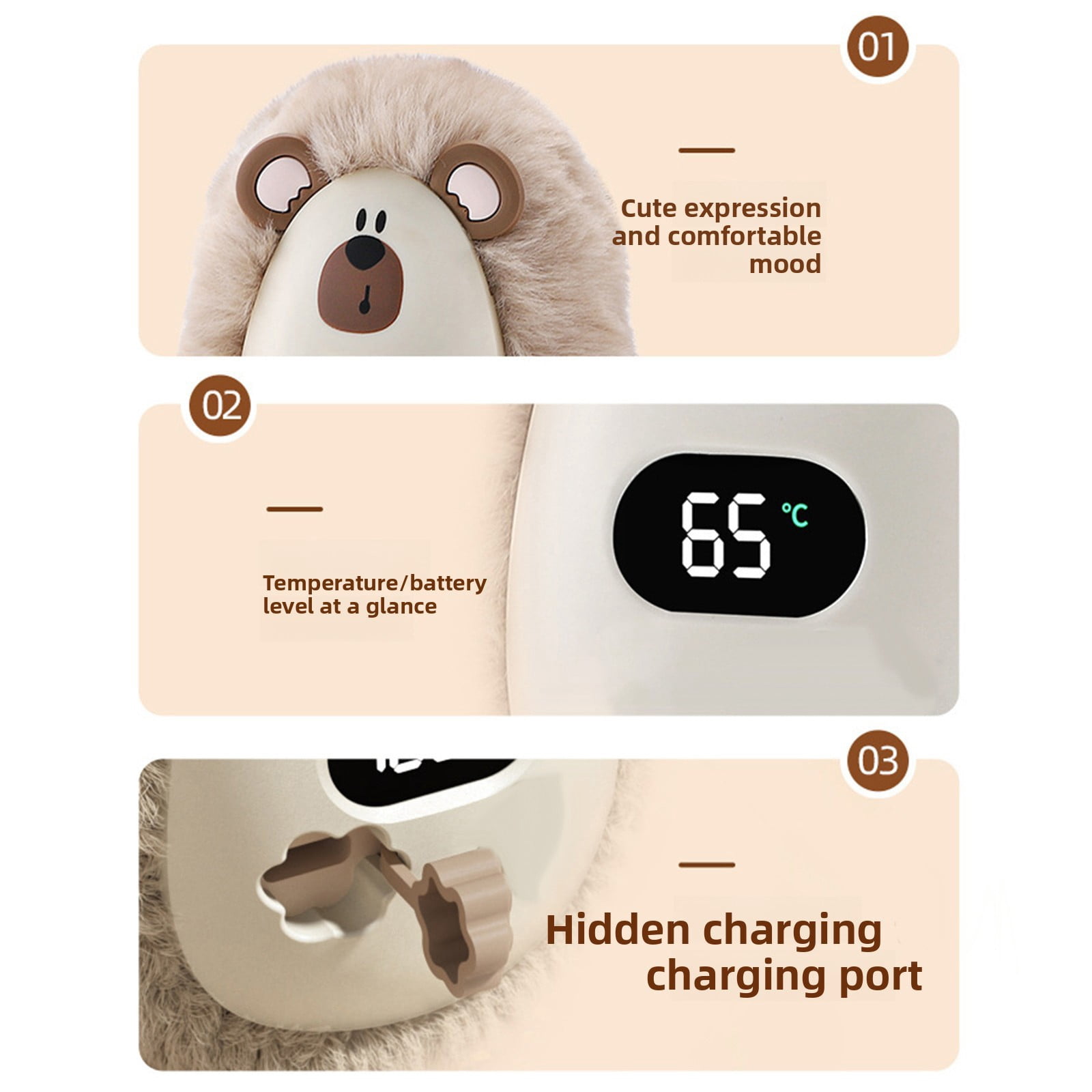 LGHDIWN Rechargeable Hand Warmer with Digital Display - 3-Temperature Pocket Heater (10.5 x 7.5 cm) for Outdoor Camping, Hiking, Sports and Winter Travel - Fast Heating Portable Gadget