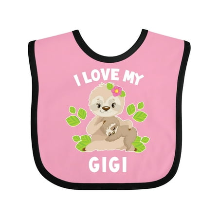 

Inktastic Cute Sloth I Love My Gigi and Green Leaves Gift Baby Boy or Baby Girl Bib