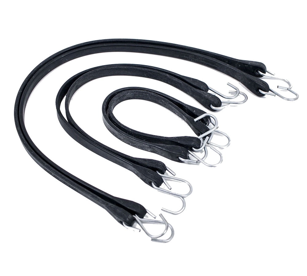 50 Pack Assorted Sizes (15", 21", 31") Natural Rubber Tarp Bungee Straps Tie Down Cords S Hooks Heavy Duty Ideal for Securing Tarps