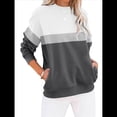 thumbnail image 1 of Sudadera Informal de Larga con Bloques de Color para Mujer, Cuello Redondo, Corte Holgado y Bolsillos. Negro M, 1 of 6