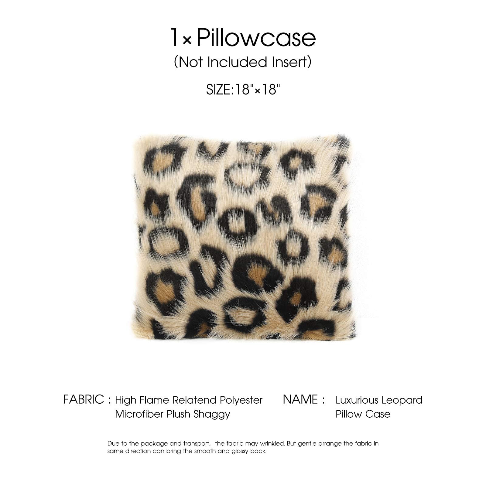 INSMEER Leopard Print Pillow Case Decorative Fluffy Pillow Covers Faux Fur Cushion Cover 18x18 inch for Bedroom Couch Sofa Home