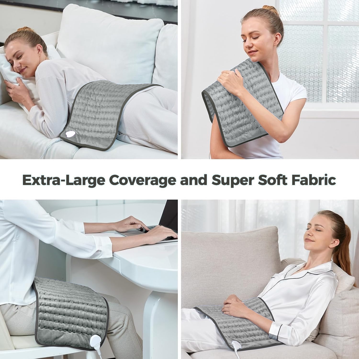 Heating Pad for Back,Neck,Abdomen,Shoulder,Knee,Arms,Legs,Dry/Moist Heat & Auto Shut off, Birthday Gifts for Men and Women,12" x 24",Dark Gray,1 Pack