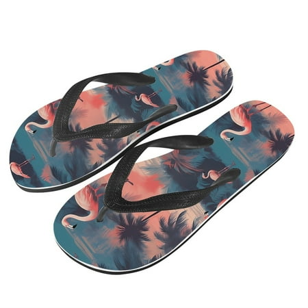 

Bivenant Store Sandals For Women Summer Cute Flamingo Pattern Flat Shoes Flip Flops Daily Slippers Size 6 to 10