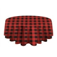 thumbnail image 5 of Red Black Plaid Checkered Pattern Round Tablecloth 60"x60",Wrinkle Wipeable Table Cloth for Kitchen Dining Room Picnic Patio Party, 5 of 6