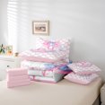 thumbnail image 6 of Castle Fairy Personalized Initial Bowtie E Bedding Comforter Set 7-Piece for Kids Children Teens,Pink Bow Knot King Bedding Sets,Chic Pink Floral Flowers Ultra Soft Bed Sheets,Lightweight Room Decor, 6 of 8