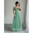 thumbnail image 5 of Mint Green Sleeveless V-Neck Floor-Length Maxi Dress With Faux Pearl Embellishment And Sheer Tulle Hem, 5 of 5