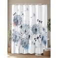 thumbnail image 4 of Fsddascl Blue Teal Dandelion Shower Curtain Set - Standard 72" x 72" Washable Bathtub Curtain with 12 Hooks, Dragonfly Modern Art Watercolor Waterproof Fabric Stall Shower Curtains for Bathroom, 4 of 6