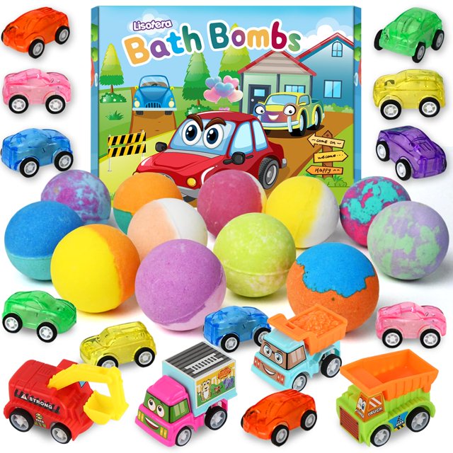 Bombas de baño Lisotera para niños con sorpresa en el interior, paquete de 9 con coches