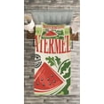 thumbnail image 3 of Ambesonne Vintage Quilted Bedspread Set 2 Pcs, Old Faded Funny Graphic, Twin Size, Green Red Ecru, 3 of 3