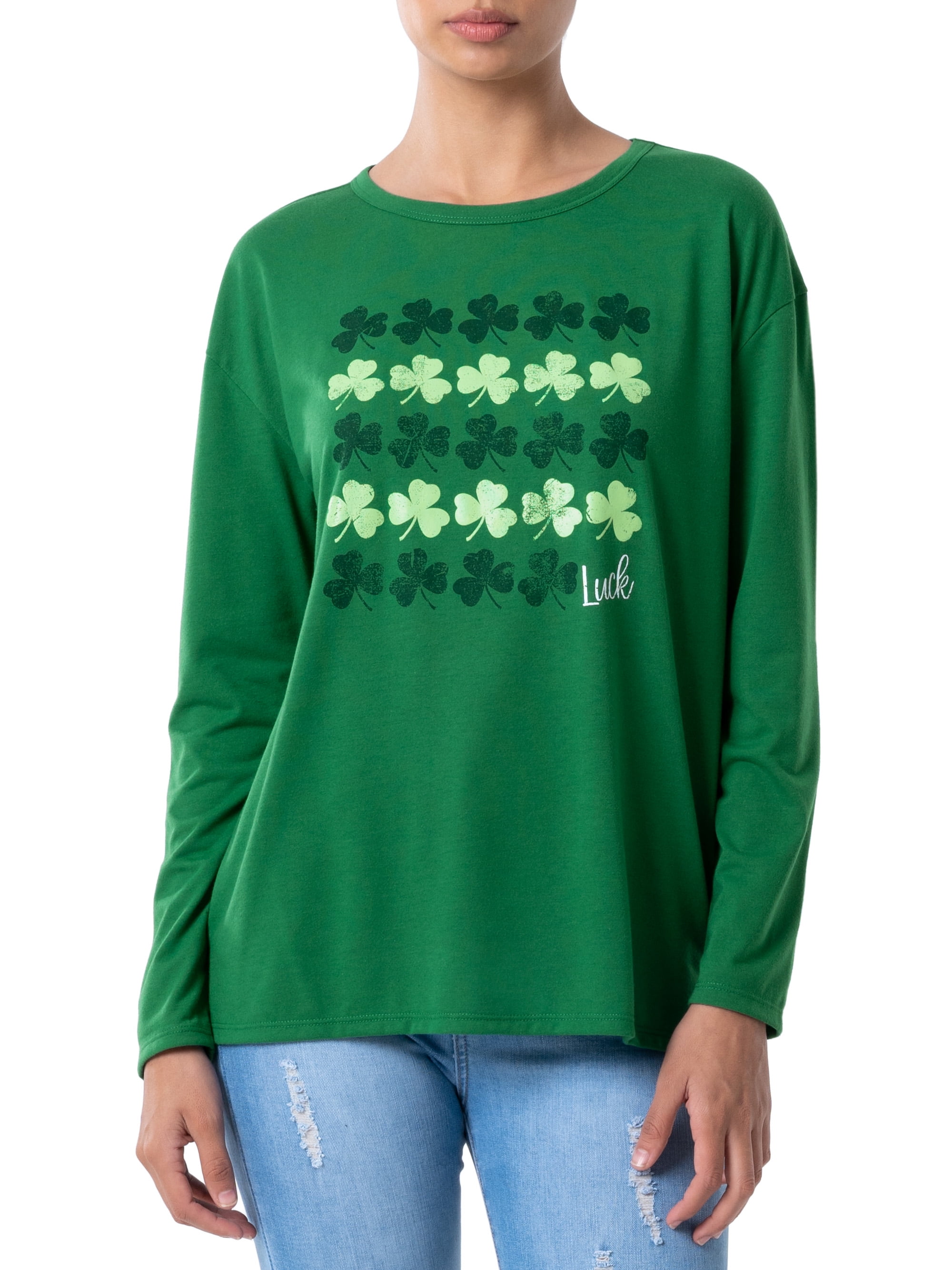 WAY TO CELEBRATE! Way To Celebrate Women's St. Patrick’s Graphic Tee with Long Sleeves, Sizes S-XXXL