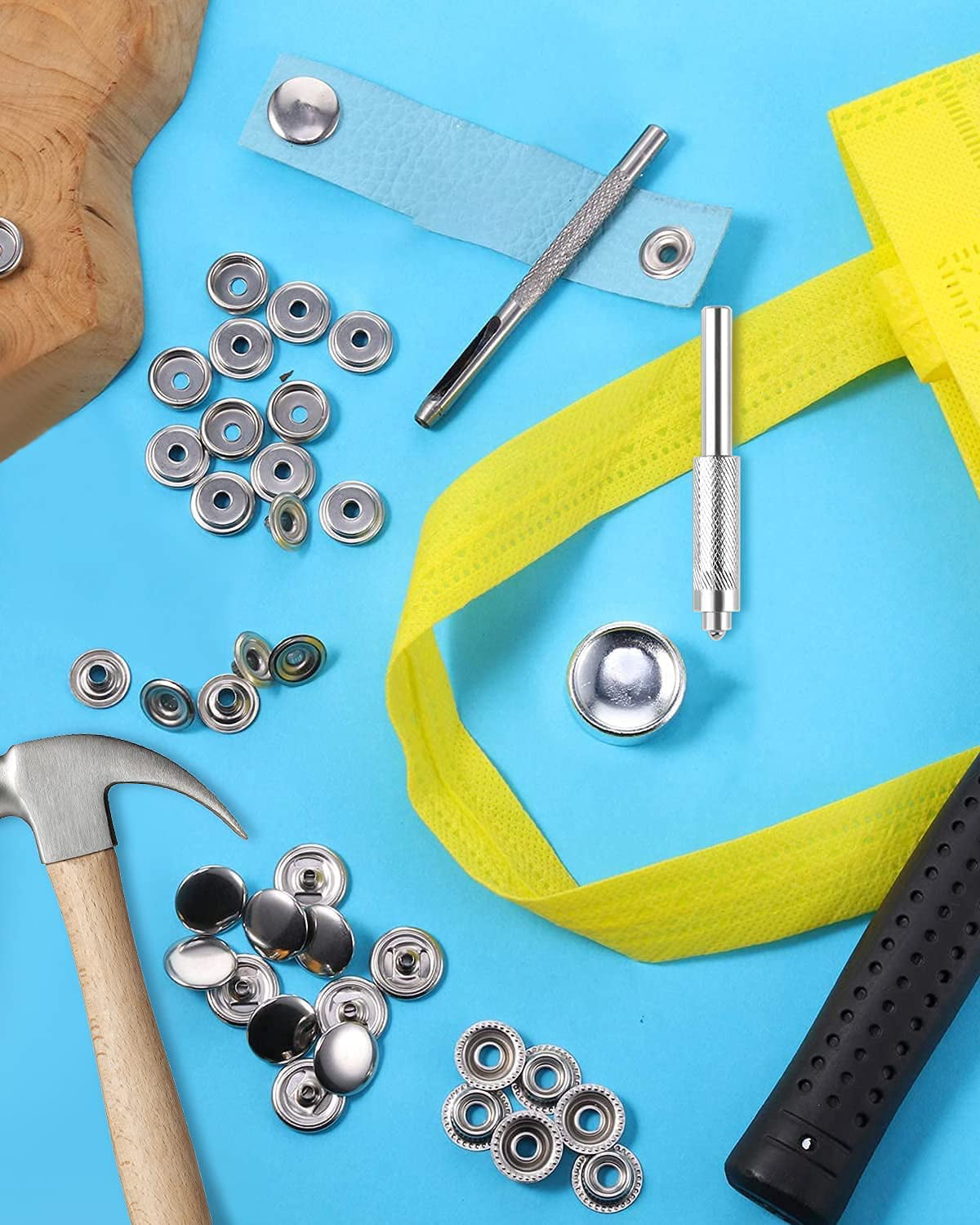 MTFun Fastener Screw Snaps Kit, High Grade Copper Material, Press Studs Snap  Fasteners Clothing Snaps Button For Bags, Jeans, Clothes, Fabric, Leather  Craft 