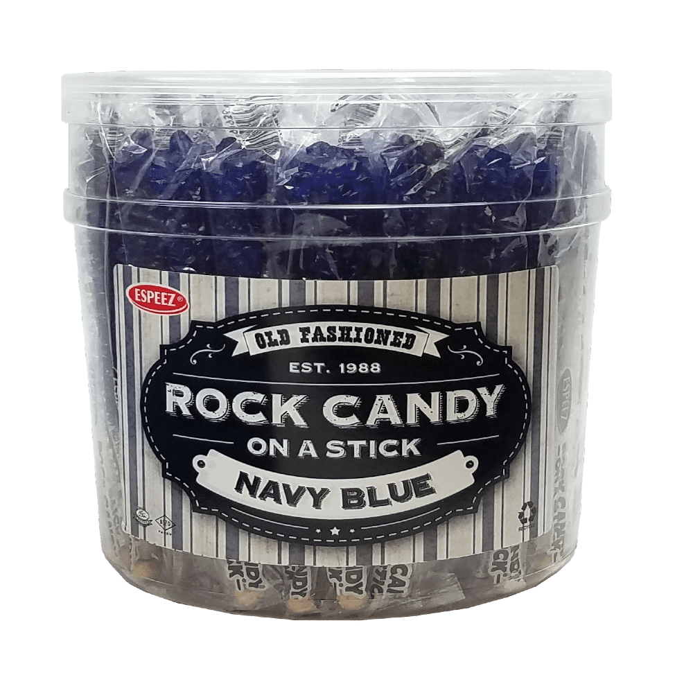 Buy Navy Blue Blueberry Flavored Rock Candy Crystal Sticks Tub of 36