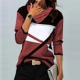 thumbnail image 1 of Mikilon Blouse à Manches Longues Col en V Pliée avec Impression de Positionnement Décontractée pour Femmes, 1 of 5