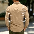 thumbnail image 4 of Ceisia Men Ripstop Long Sleeve Tactical Button Down Shirt Dual Flap Chest Pockets UPF 50 Breathable Outdoor Hiking Military Work Top Khaki XXXXL Gift, 4 of 9