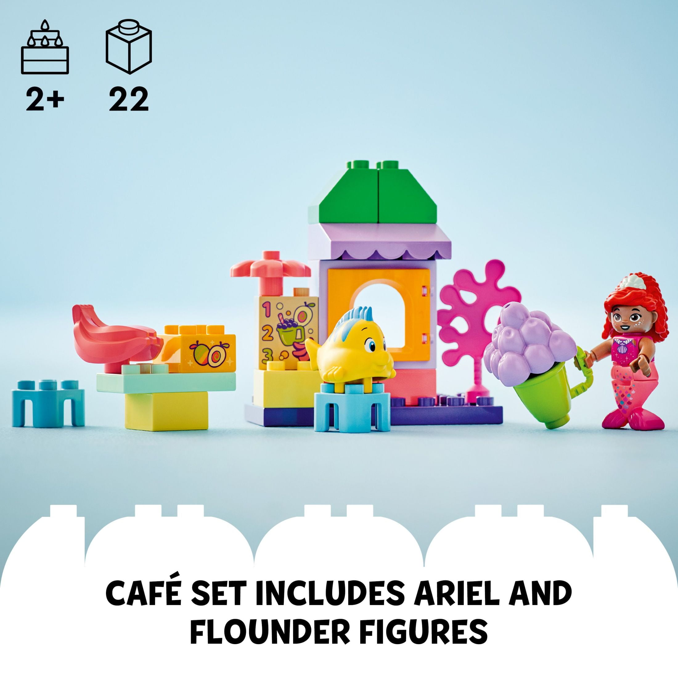 LEGO DUPLO Disney Ariel and Flounder’s Café Stand, The Little Mermaid Toys, Kids Learning Toy, 10420