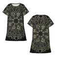 thumbnail image 3 of Women Nightgowns Short Sleeve Night Gowns Sleep Shirt Nightshirt Sleepwear, Runic Scandinavian Circle, 3 of 7