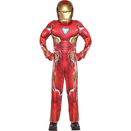 Avengers: Infinity War Iron Man Muscle Costume for Boys, Size Small, With Mask