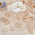 thumbnail image 5 of 1Box 19Pcs 19 Style Alloy Open Cuff Rings Set with Rhinestone Teardrop & Moon & Heart & Flower & Arrow Light Gold Inner Diameter: 15.5~17.8mm 1Pc/style, 5 of 7