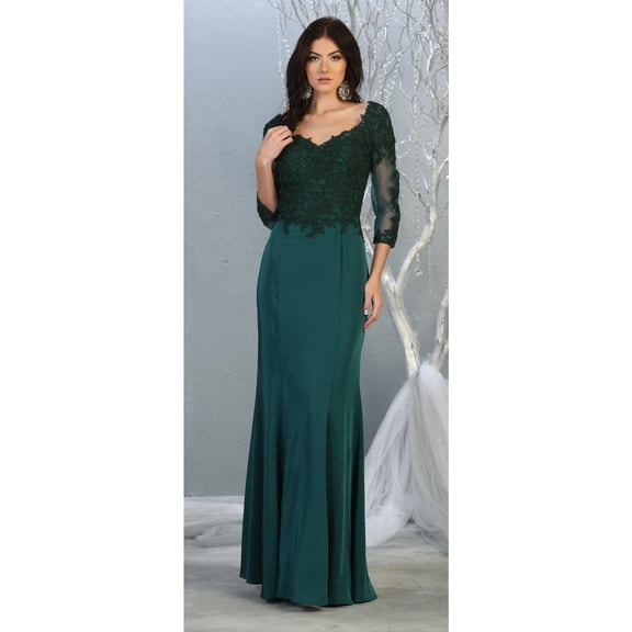 May Queen MQ2062 Juniors Womens Embellished Floral Red-Carpet Gown