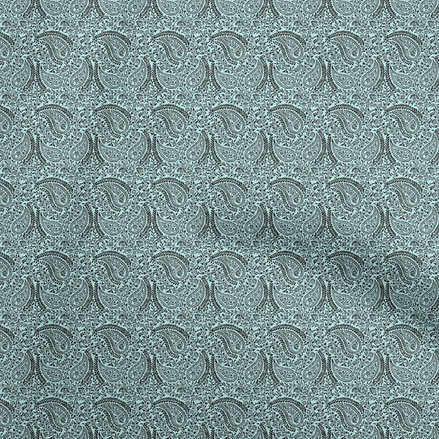 oneOone Georgette Viscose Turquoise Green Fabric Paisley Craft Projects Decor Fabric Printed By The Yard 42 Inch Wide