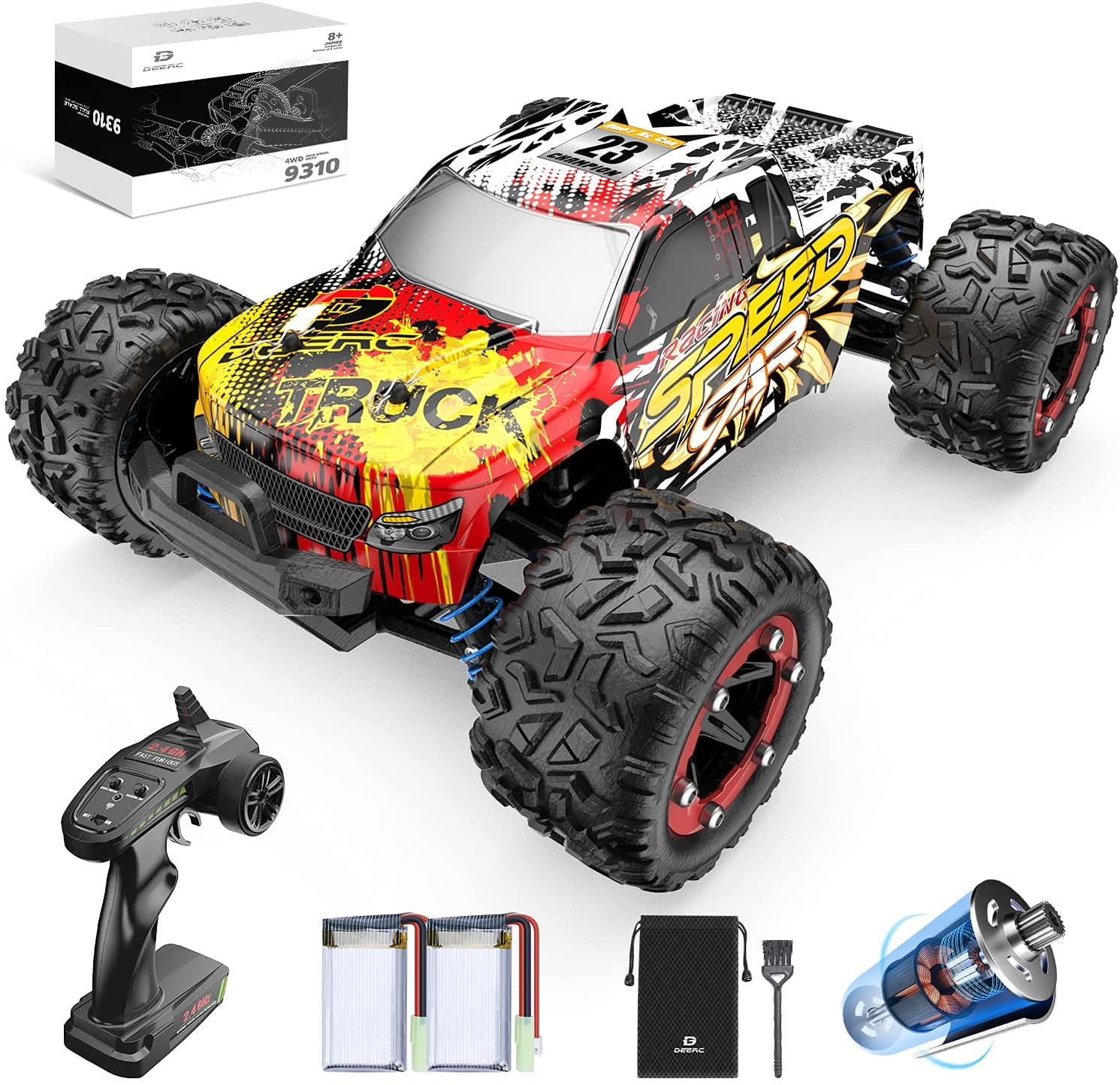 Remote Control Car High Speed RC Racing Cars 2.4 GHZ Toy for Kids 2 Batteries US 