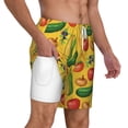 thumbnail image 3 of Picia Colorful Vegetables pattern Mens Swim Trunks with Compression Liner Stretch Beach Shorts Quick Dry with Zipper Pockets No-Chafing Board Shorts-Large, 3 of 9