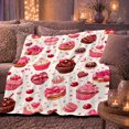 thumbnail image 6 of Valentine'S Day Love Sweets Cupcake Cookie Pattern Whimsical, Playful Food Art Scene, Warm Flannel Blanket for Kitchen and Dining Room, Food Lovers Valentine's Day Gift, Playful Home Decor, 6 of 9
