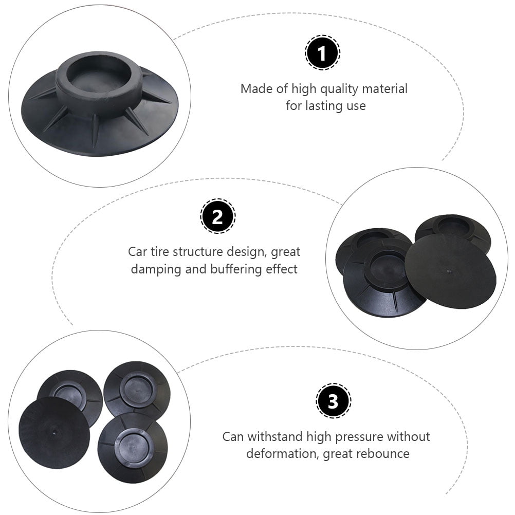 FOLOYORI 10Pcs Black Anti Walk Washer Pads with Car Tire Structure Design for Washer Stability